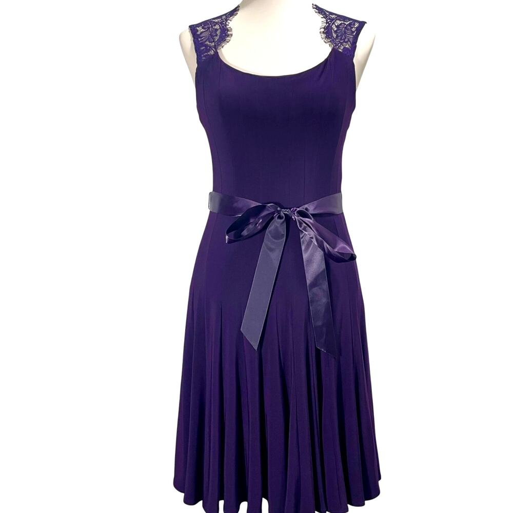 Scarlett Y2K Fit&Flare Cocktail Dress Purple Lace Back Ribbon Tie Women's Size 4